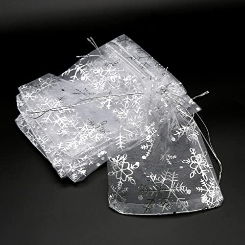 50 sacchetti in organza con fiocchi di neve, 10 x