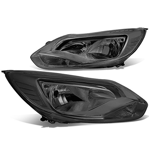 DNA Motoring HL-OH-FF12-SM-CL1 Smoke Lens Headlights Replacement For 12-14 Focus
