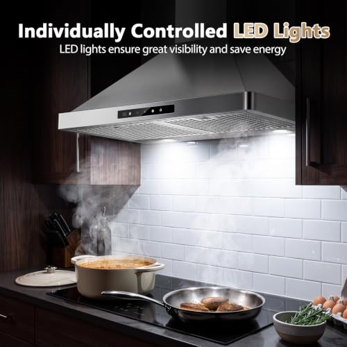 Image of Wall Mount Range Hood 30 inch, 900 CFM Stainless Steel Kitchen Hood