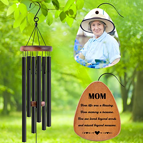 Image of Personalized Custom Wind Chimes Memorial Gift for Loss of Loved One Mother Dad Mom Dog Pets Customized Outdoor Sympathy Wind Chimes with Photo Text