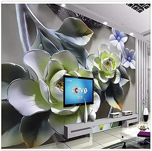 XHXI Personalisierte Tapete 4D Muster Blumen in Relief Modern Wandbild fototapete 3d Tapete effekt Vlies wandbild...