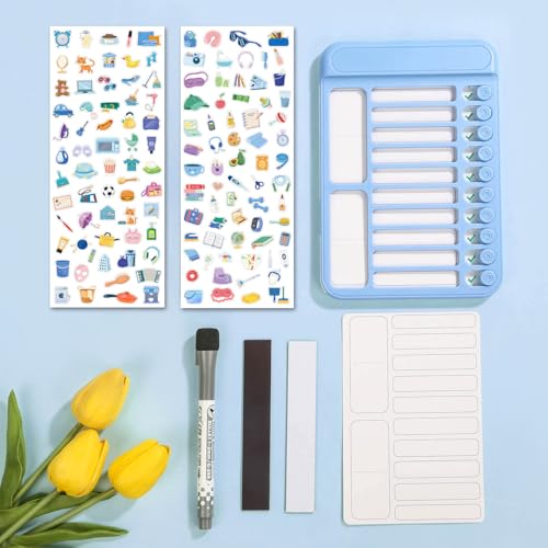 Image of Audab Dry Erase Chore Chart for Kids, Magnetic Whiteboard Checklist Board, Chore Checklist Slider to Do List Board, Daily Routine Chart Schedule Board Task Tracker for Home Refrigerator, Wall, Desk