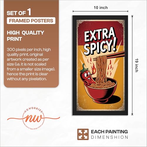 Image of NoWorries Wall art framed painting food posters for cafe decor (Synthetic wood frame) inch300 GSM premium art HD prints inch Wall painting for Home & Kitchen Decor (Pattern illustration)( Set of 1, Framed Painting) (BLACK, ART-3, 10X19INCHES)