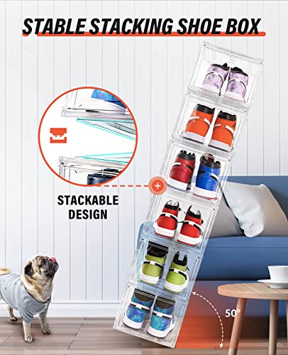 Shoe Boxes Clear Plastic Stackable 3 Pack Shoe Storage For Sneakerheads, Magnetic Door, Strong And Block Of Uv Protect Your Shoes #TOP3