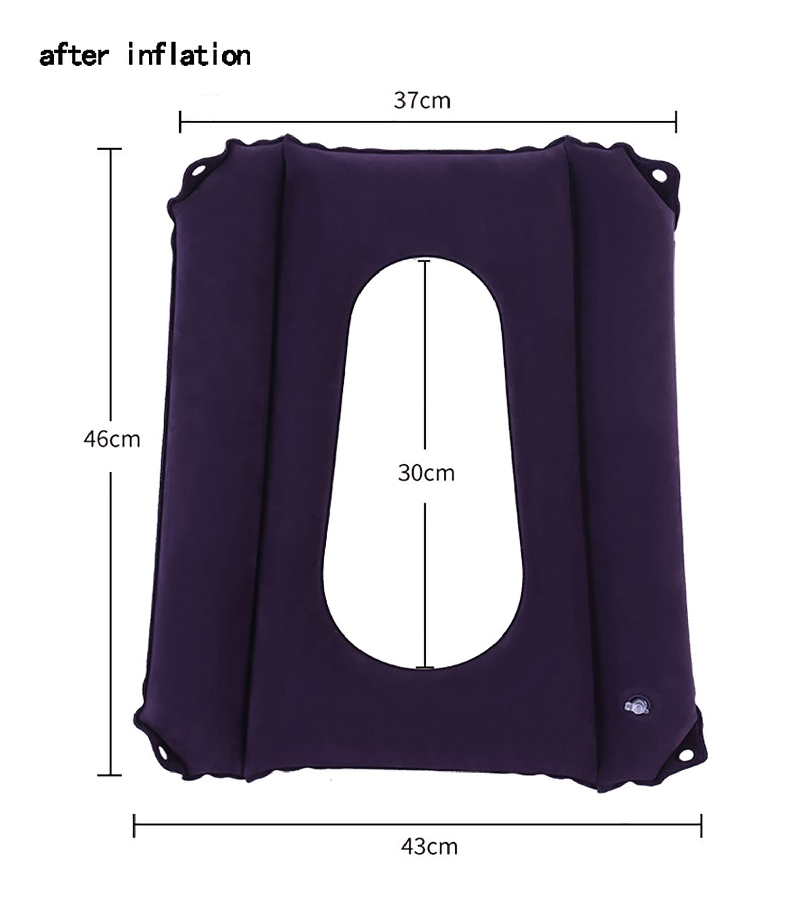 Cojín de Anillo Inflable, cojín antiescaras cómodo para Ancianos Cojín de Asiento de Inodoro Cojín de Aire Lavable con Orificio (Color: PVC Azul) (Azul Flocado)