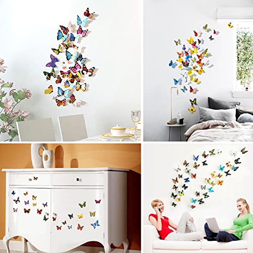 Set de 99 vinilos de mariposas 3D coloridas para pared miniatura 7