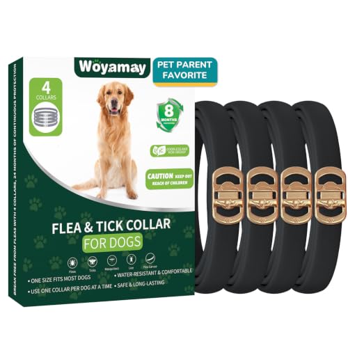 Woyamay 4 Pack Flea Collar for Dogs, Flea and Tick Prevention for Dogs | 32 Months Dog Flea and Tick Treatment, Adjustable Dog Flea Collars, Dog Flea Treatment Collar, Flea Treatment for Dogs