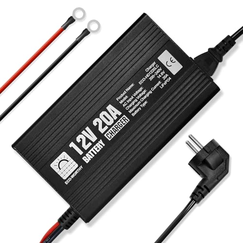 ECO-WORTHY 12V 20A LiFePO4 Ladegerät, Lithium Akku Batterieladegerät mit schnelles Laden für LiFePO4 Deep Cycle Batterie, KFZ, LKW, PKW, Boot