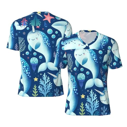 Stylish Athletic Sports Jersey Cute-Magic-Narwhals Men's Rugby Jersey Small Black