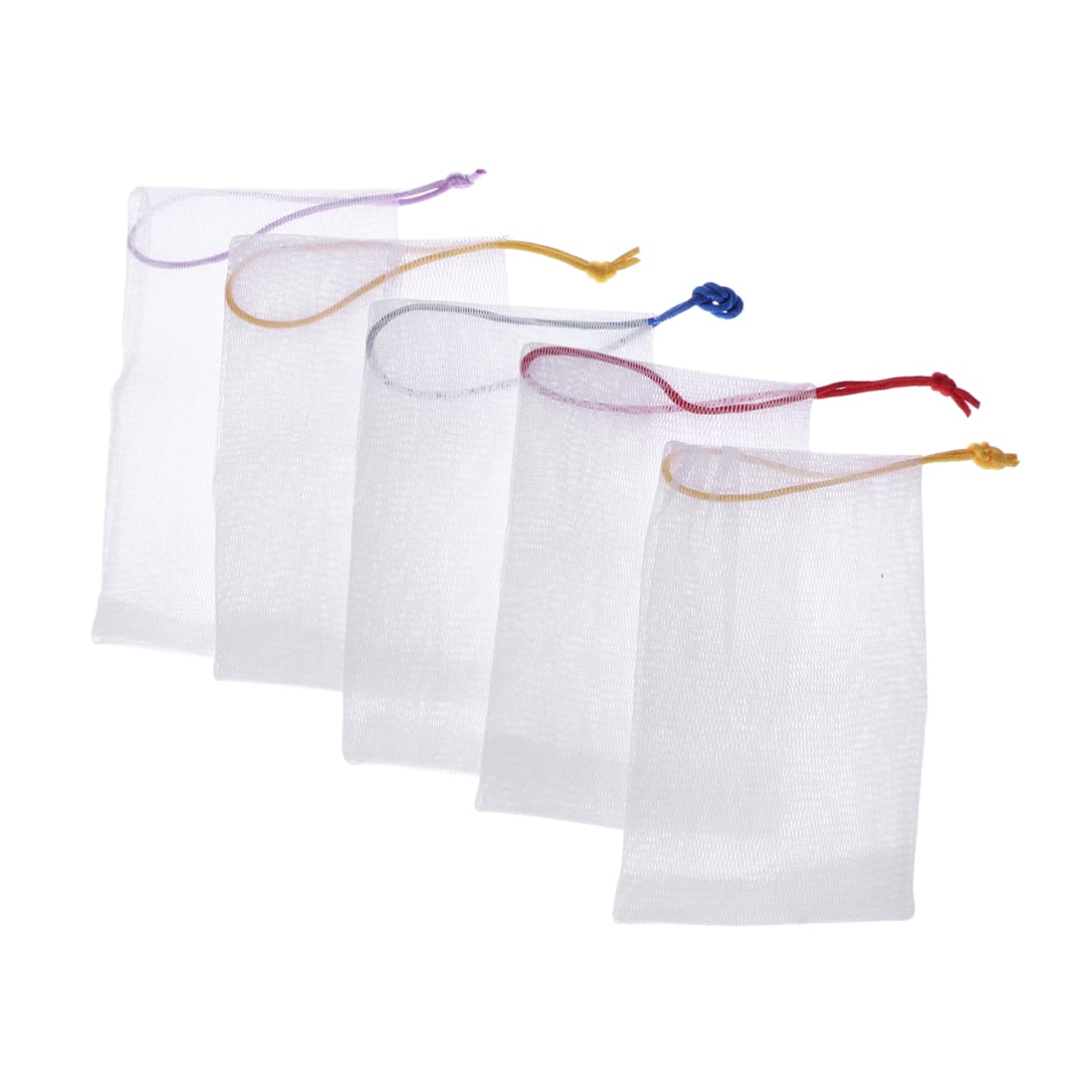 FRCOLOR 5 Bolsas de Red para Jabón de Doble Capa Pe Cordón y Gancho Colgante para Limpieza Facial y Corporal Cómoda y Práctica Color Aleatorio