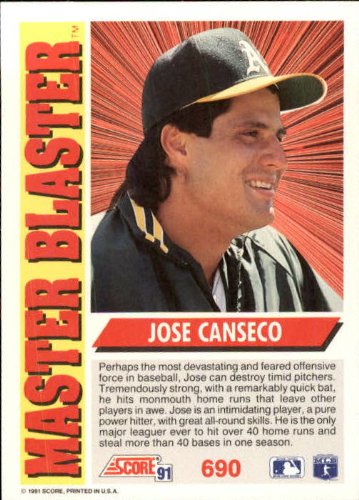 Amazon.com: 1991 Score Baseball Card #690 Jose Canseco