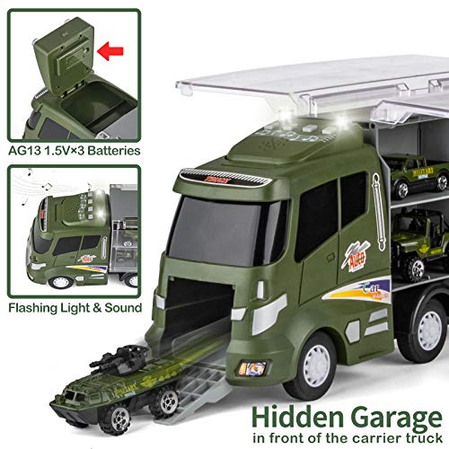 18 Pcs Military Truck With Army Men Toy Set For Boys, Mini Die-Cast Battle Car In Transport Carrier Truck Playset, Army Toy Vehicle For Boy Girl Kid Toddler 8-12 Year Old Birthday Gift Party Favor #TOP2
