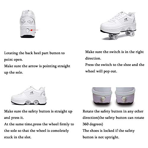 Image of 2-in-1 Roller Skates & Sneakers Unisex Retractable Wheels Outdoor Fun & Fitness Kick Roller Shoes (36)