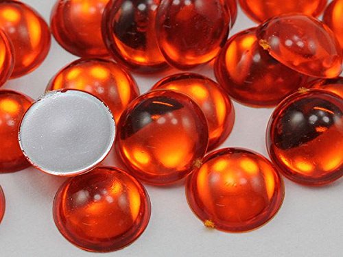 15mm Orange Hyacinth .HC Round Flat Back Acrylic Cabochons Plastic Gems for Crafts Costume Embelishments Card Making Jewels Jewelry Making Supplies Cosplay Jewels