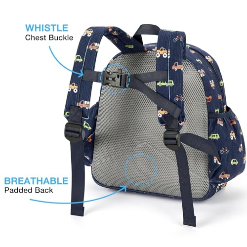 Image of STEAMEDBUN Corduroy Toddler Backpack for Boys 2-4: Kids backpack for Boys Girls - 12 inch Preschool Kindergarten Backpacks - Car