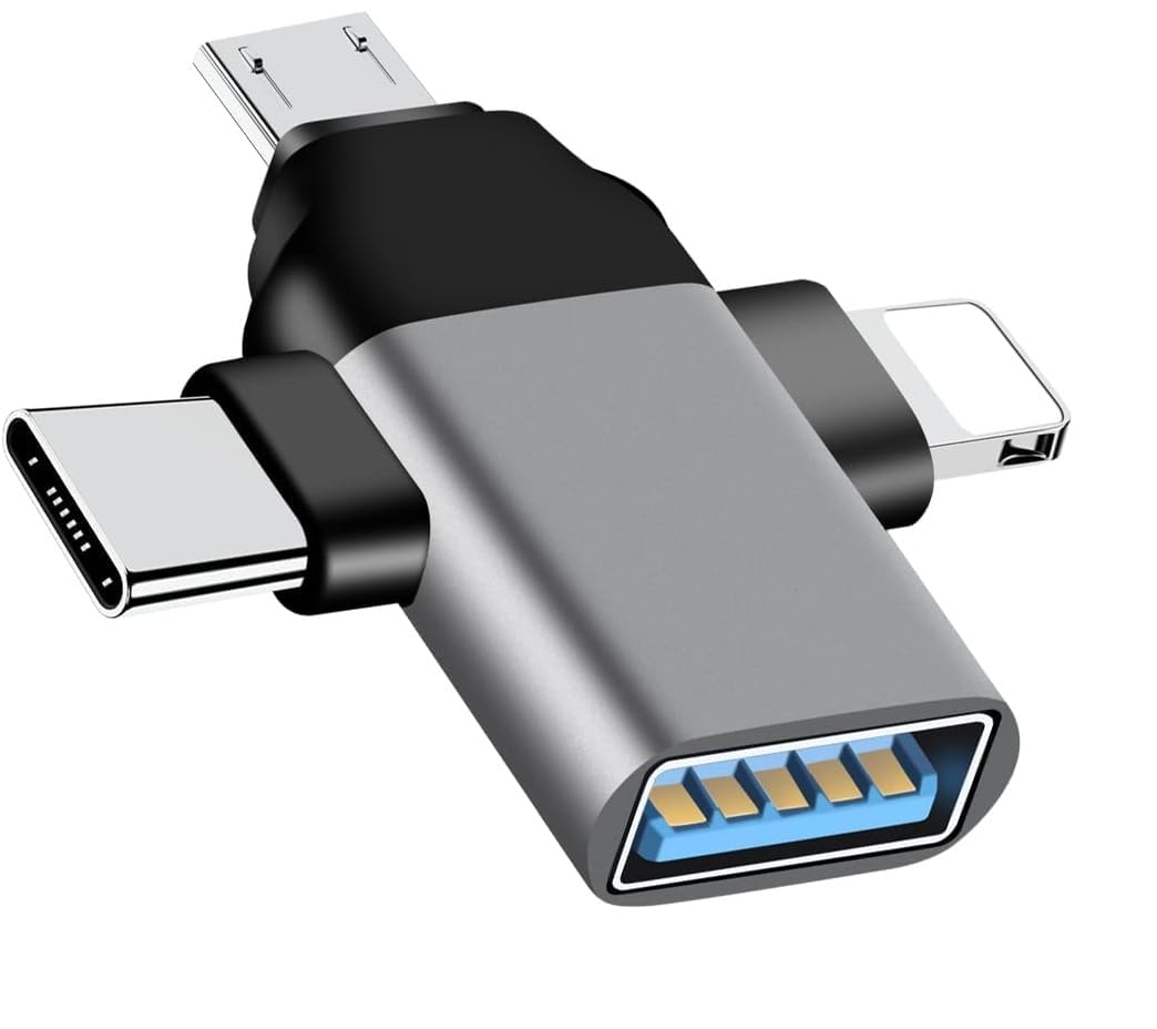 REDWIND 3in1 OTG Lightning/USB-C/Micro-USB to USB Female OTG Adapter, High Speed Data Sync & Transfer Multi Colour Metal Shall OTG for iPhone & Android Devices (B0CVX8RJ2C) Amazon Price History, Amazon Price Tracker