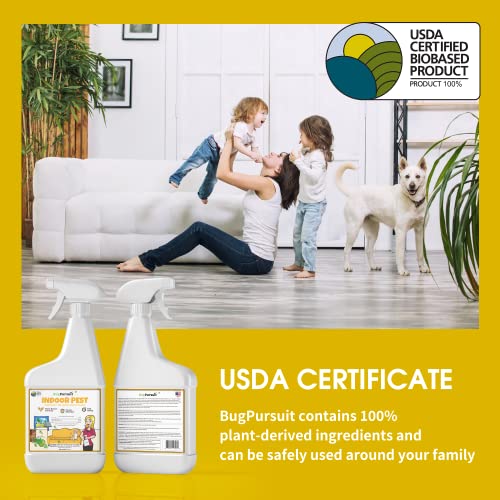 Bugpursuit 24Oz Indoor Pest Control, Bug Spray, Repellent For Ant, Fly, Flea, Roach, Spider, Moth, Carpet Beetle And More, Plant Based Insect Killer For Home & Kitchen Use, Natural Solution, Pets & Family Safe #TOP5