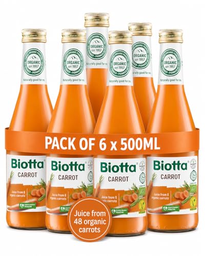 Biotta Organic Carrot Juice| Organic | Rich in Vitamin A which Contributes to the Maintenance of Normal Vision | Source of other Plant-based Nutrients | Not from Concentrate | 500ml - Pack of 6