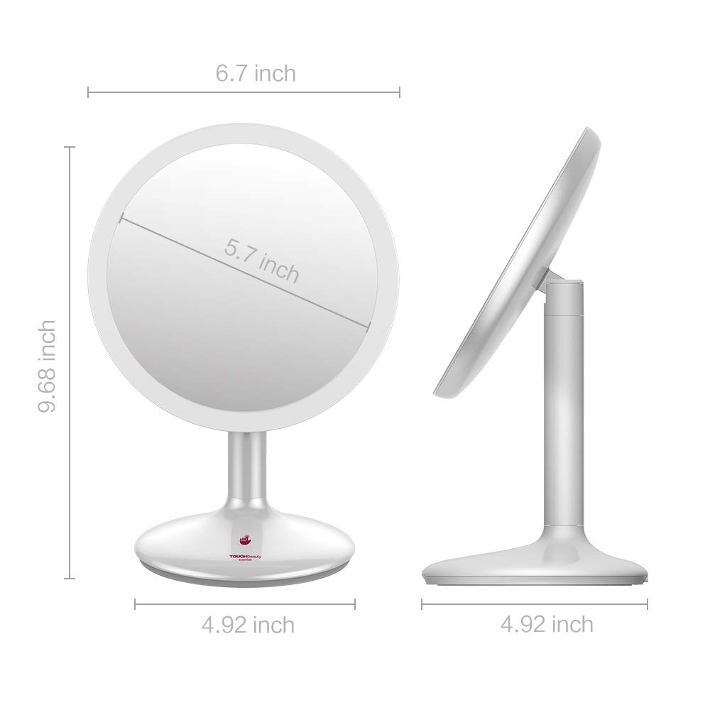 Espejo de Maquillaje ajouty 1x LED Espejo de Aumento de 90 rotación Espejo de vanidad con 21 LED Luces de Espejo cosmético Recargable.