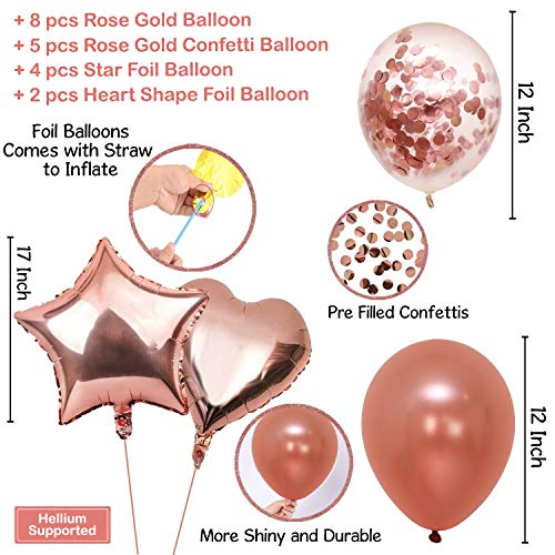 Image of Party Propz Rubber Rose Gold Birthday Decoration Kit-30Pcs Happy Birthday Banner With Happy Bday Ballons Banner LED Light And Tassel For Baby Girls, Boys, Women, Wife Theme Celebration Items