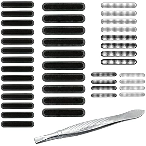Paquete de 16 calcomanías de Metal y 24 calcomanías de Malla Antipolvo con Pinzas para Altavoces de Teléfonos Móviles Cover