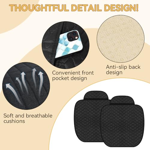 Kleemeiero 2 Stück Universal sitzauflage Auto Vordersitze Autositzschoner 60 x 51 cm Autositzauflage Anti Rutsch Sitzkissen Auto Sitzauflagen rutschfest Autositz Auflage Sitzkissen für Autositz SUV