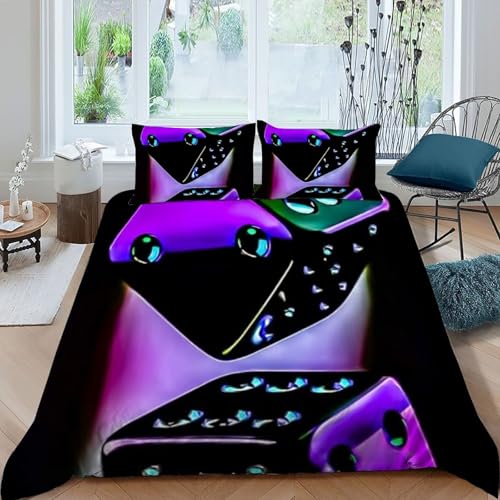 Housse de couette fermeture éclair finis les boutons lit double violet - 3