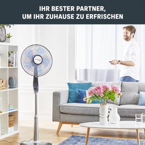 Rowenta VU5670 - Standventilator Turbo Boost Silence Extreme mit Fernbedienung, Durchmesser 40 cm, Superleise, Schwarz/Silber 2