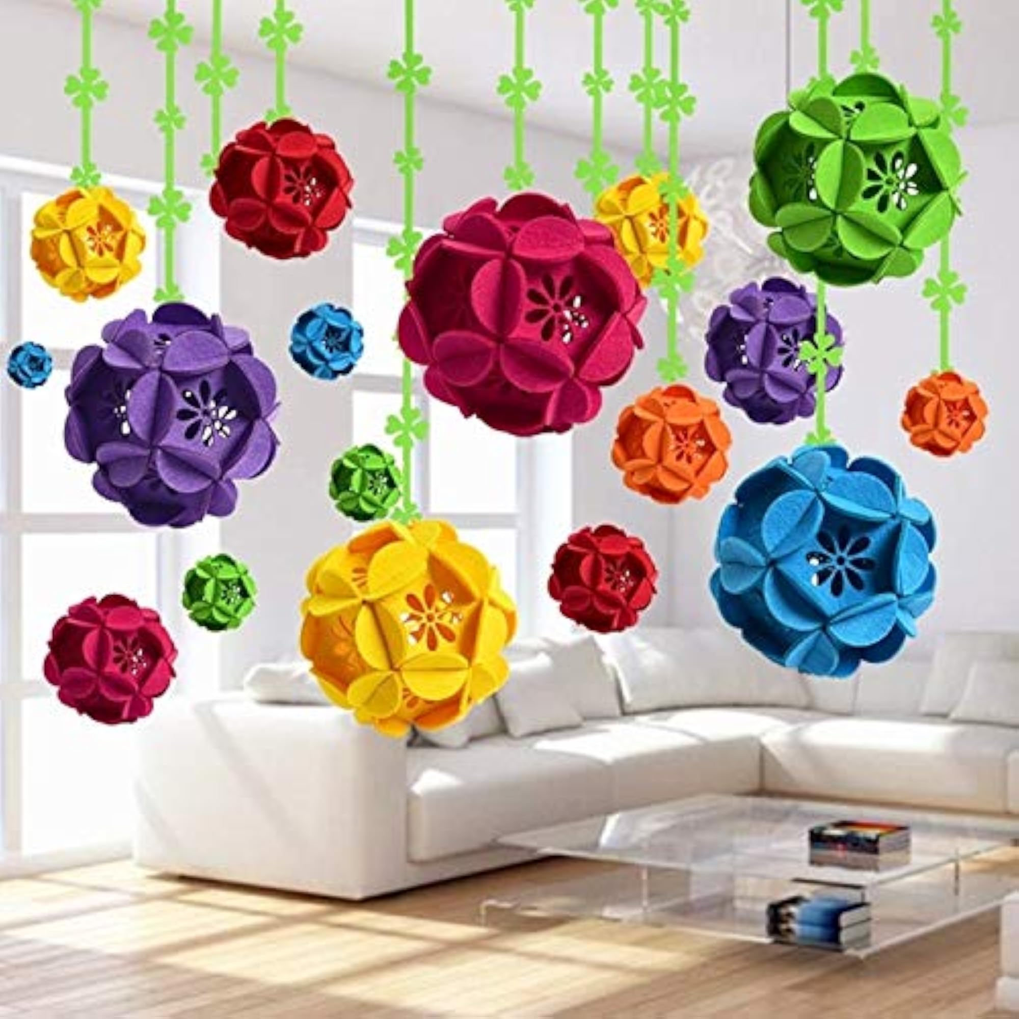 Non-Woven Clover Wicker Pendant, Classroom Decoration