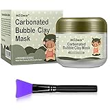 HailiCare Carbonated Bubble Clay Mask 3.52oz + Bamboo Charcoal Cleansing Brushes (Mask+Brush)