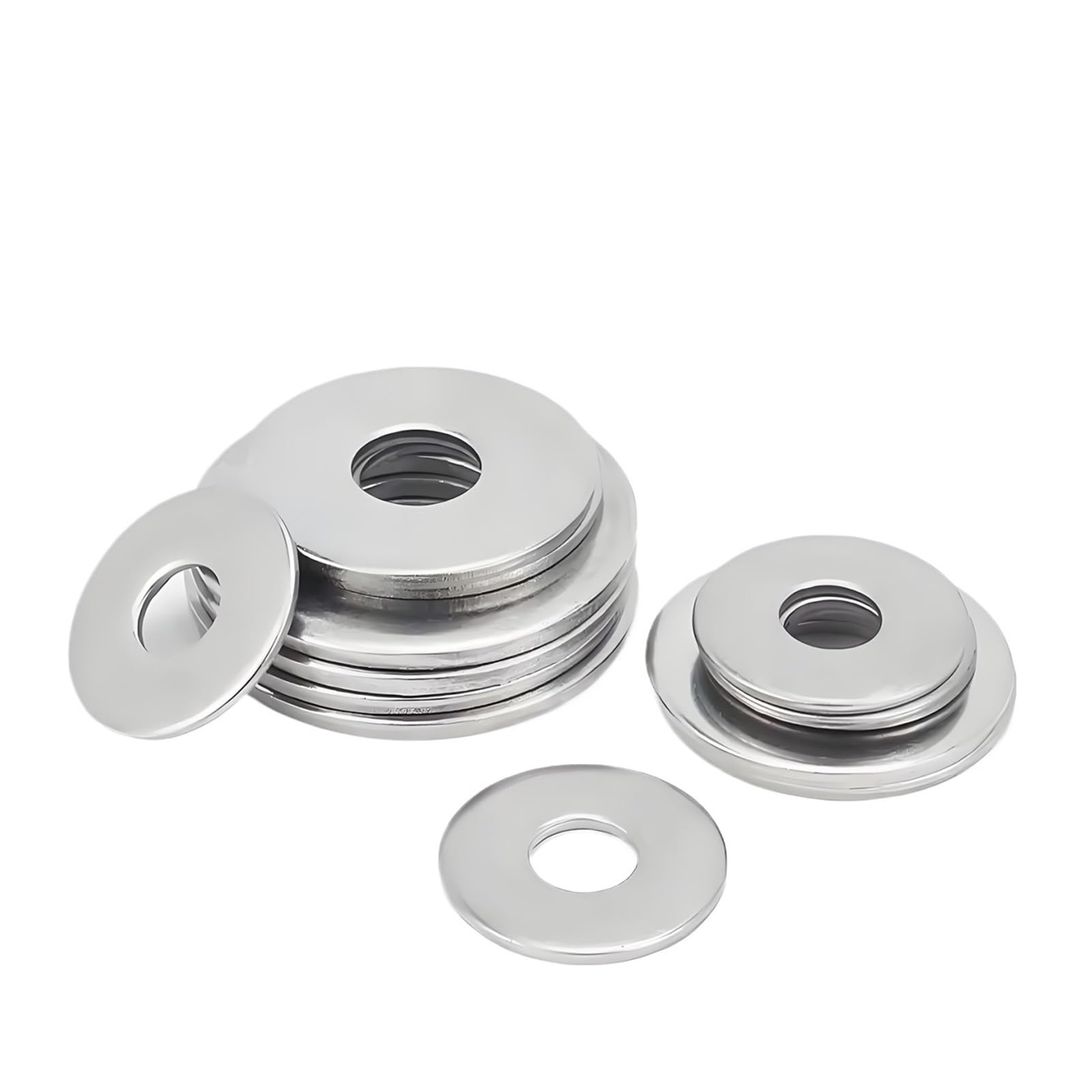 Unterlegscheibensortiment, Edelstahl, M1,6, M2, M3, M5, M6, M8 ~ M30, Dichtung, ultradünne Metallschraube, flache Unterlegscheibe, Standarderhöhung, verdicktes Meson (M1,6 x 4 x 0,3 x 50 Stück)
