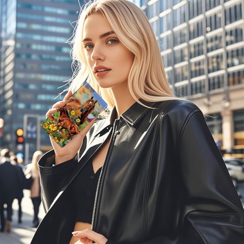 Womens Wallet,RFID Blocking Credit Card Slim Thin Holder,Long Bifold PU Leather Card Organizer,Cash Clutch Billfold Pocket Ladies Minimalist Travel Wallets,Horses and Flowers2