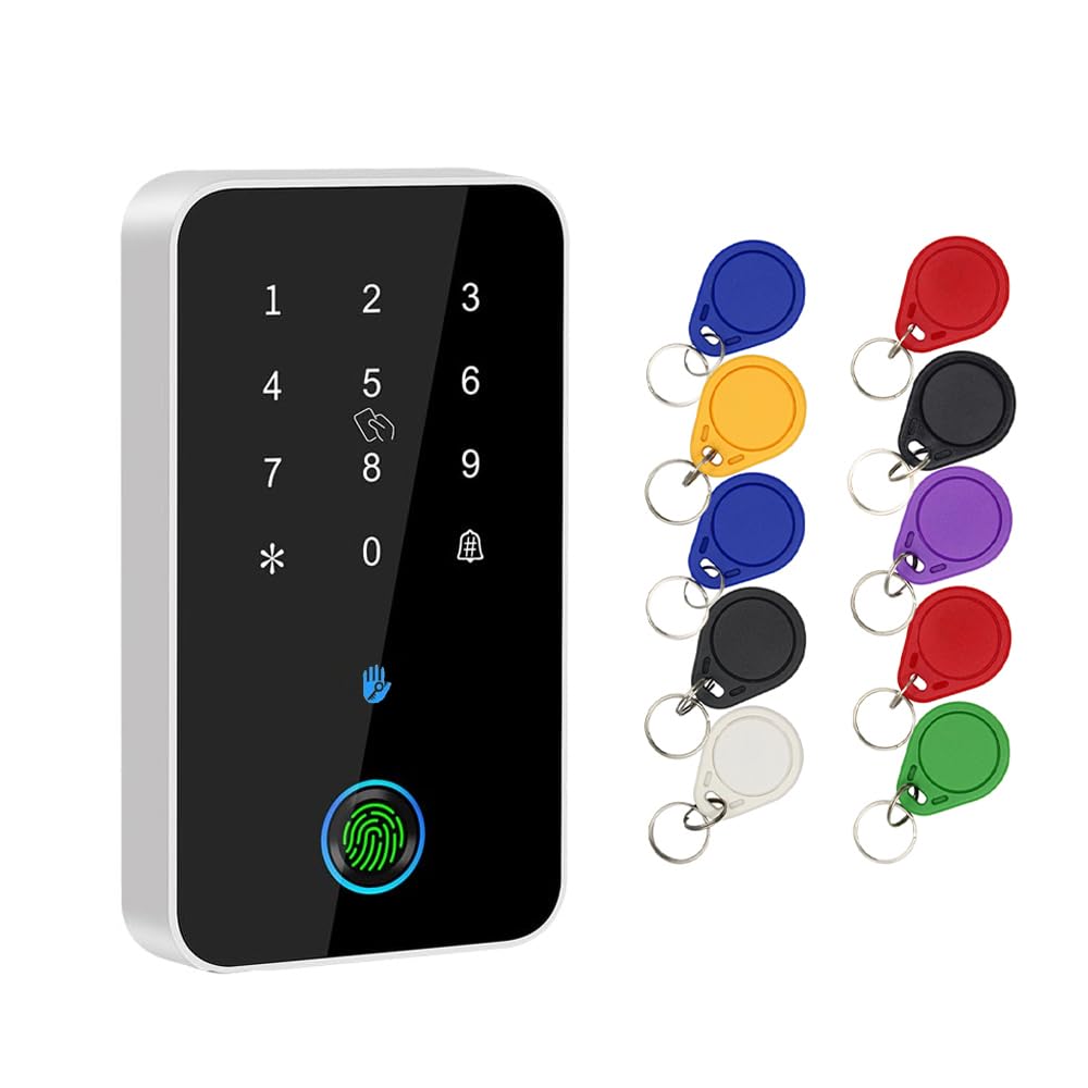 Waterproof Fingerprint Access Control Machine Smart TTlock APP Door Access Control Security System NFC Bluetooth Digital Keypad RFID Card Reader+10 Keychains (MJ03F-TTLOCK-Silvery（Wtih Fingerprint）)-image-20
