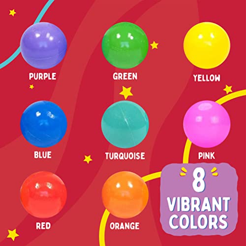 Playz 50 Soft Plastic Mini Ball Pit Balls W/ 8 Vibrant Colors - Crush Proof, Non Toxic, Safe Assorted Bulk Plastic Balls For Toddler, Baby & Kids Playpen, Play Tents Indoor & Outdoor Playtime Fun #TOP1