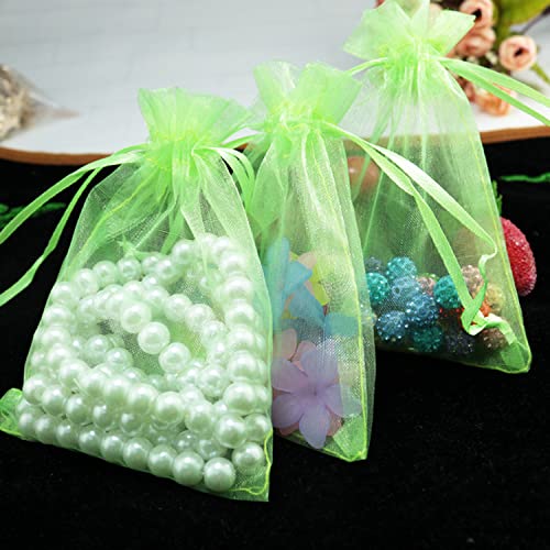 Image of Dealglad 100pcs Drawstring Organza Jewelry Candy Pouch Party Wedding Favor Gift Bags (7x9, Light Green)