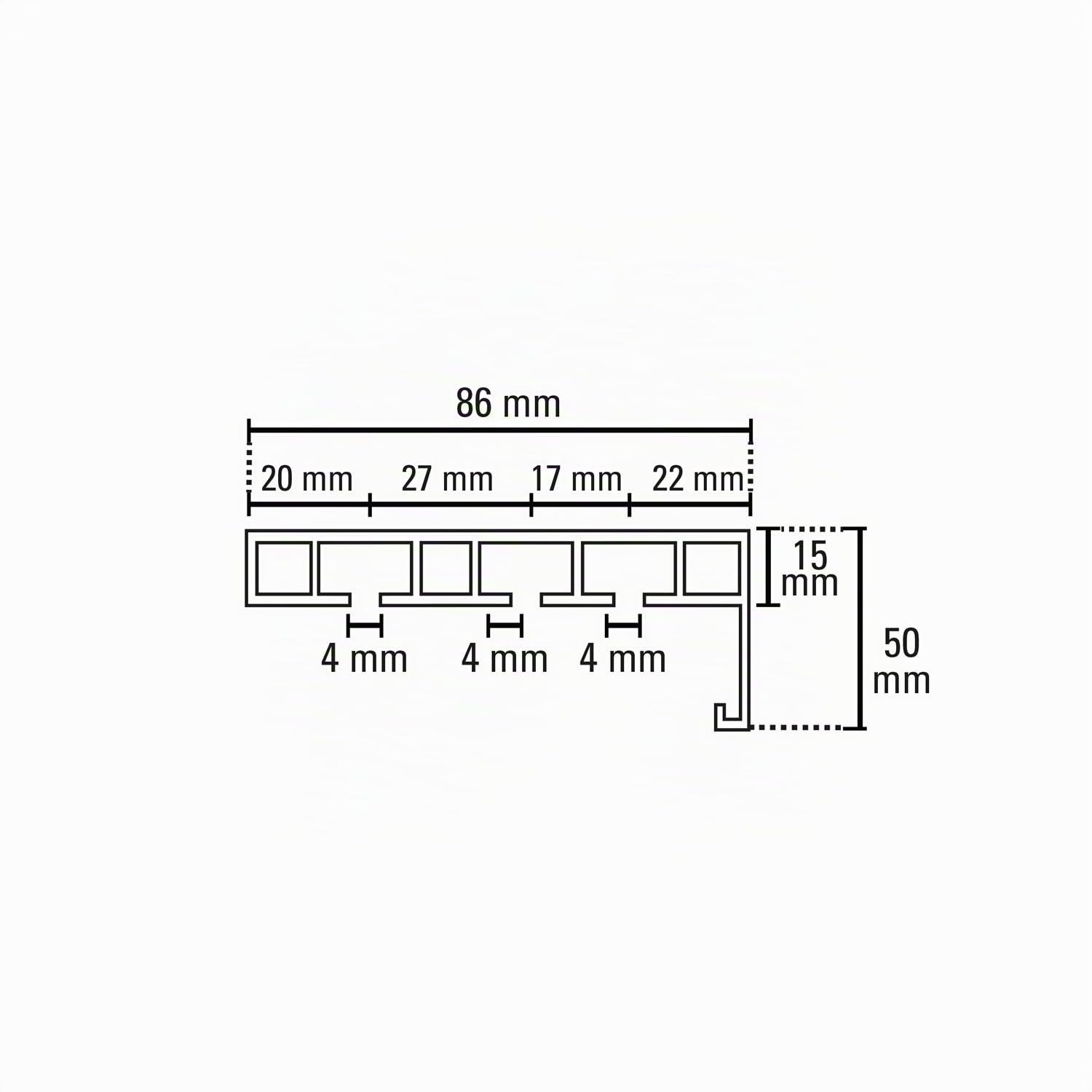 GARDINIA Tringle à Rideaux avec Ouverture P2Ü Blanc 150 cm, Bois