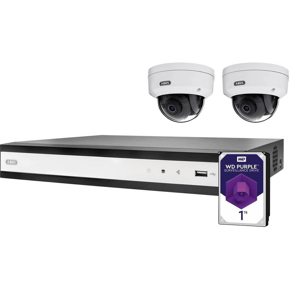 ABUS TVVR36422D Komplett-Set mit NVR und 2 POE Mini-Dome-Kameras