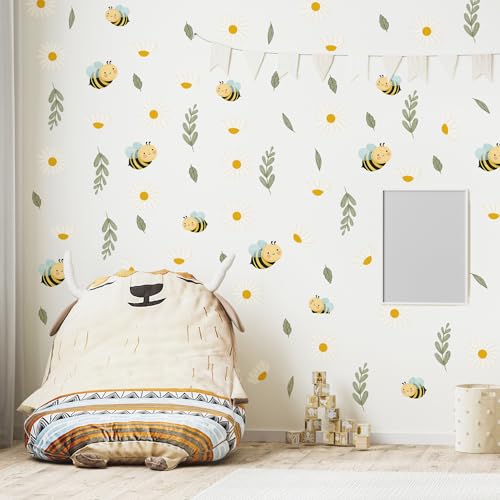 Vinilos decorativos Daisy and Bee para pared, flores y abejas miniatura 1