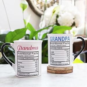 Grandparents gifts grandma mug grandpa mug 2 piece nutritional facts grandma and grandpa mugs set pregnancy announcement for grandparents 16oz large grandma and grandpa coffee mugs  urban country home decor