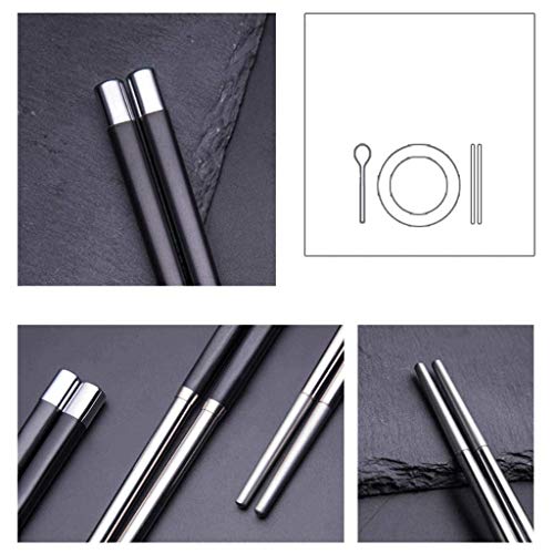 5 Pairs Of Chopsticks (10 Pieces) Japanese Alloy Chopsticks Made Of Environmentally Friendly Alloy Chopsticks, Stainless Steel Chopsticks In Noble Box Gift Box (Black Stainless Steel) #TOP5
