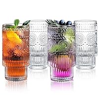 Joeyan 370 ml regenboog waterglazen, set van 4 kleurrijke drinkglazen, voor water, drank, cocktail, theesap, glanzende drinkglazen, romantisch voor thuis, kantoor, bar