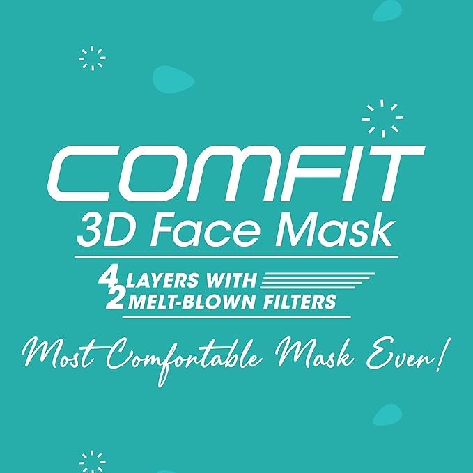 Romsons Comfit 3D Disposable Face Mask with 4 Layer Protection - White (Pack of 2) 50 Pieces 1