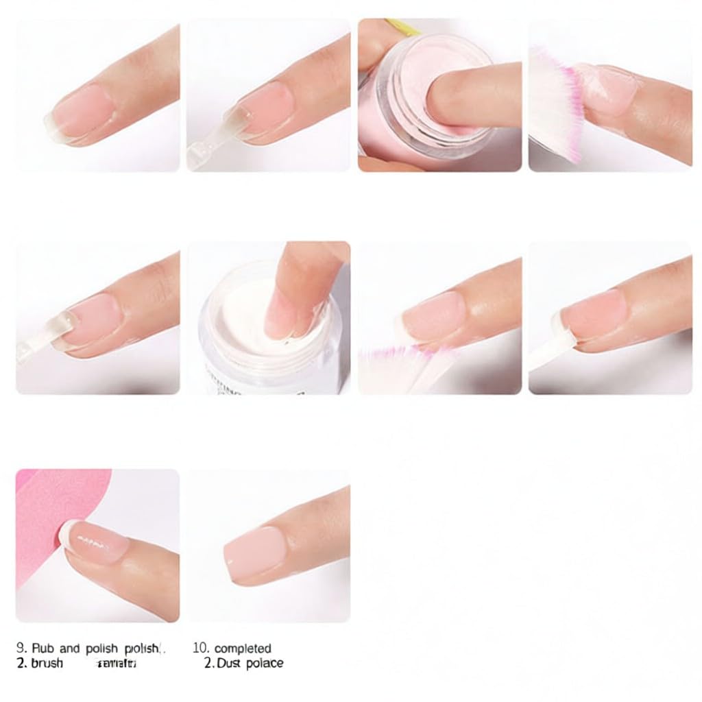 Kit di polvere per unghie Dipping Set glitter nail art francesi con base top coat Attivatore Non Lampada LED necessaria