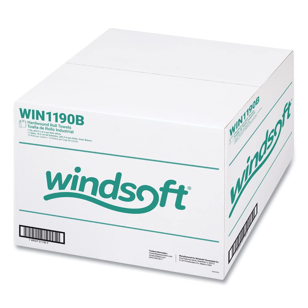 Windsoft 1190 Paper Towel Roll, 1-Ply Hardwound, 8