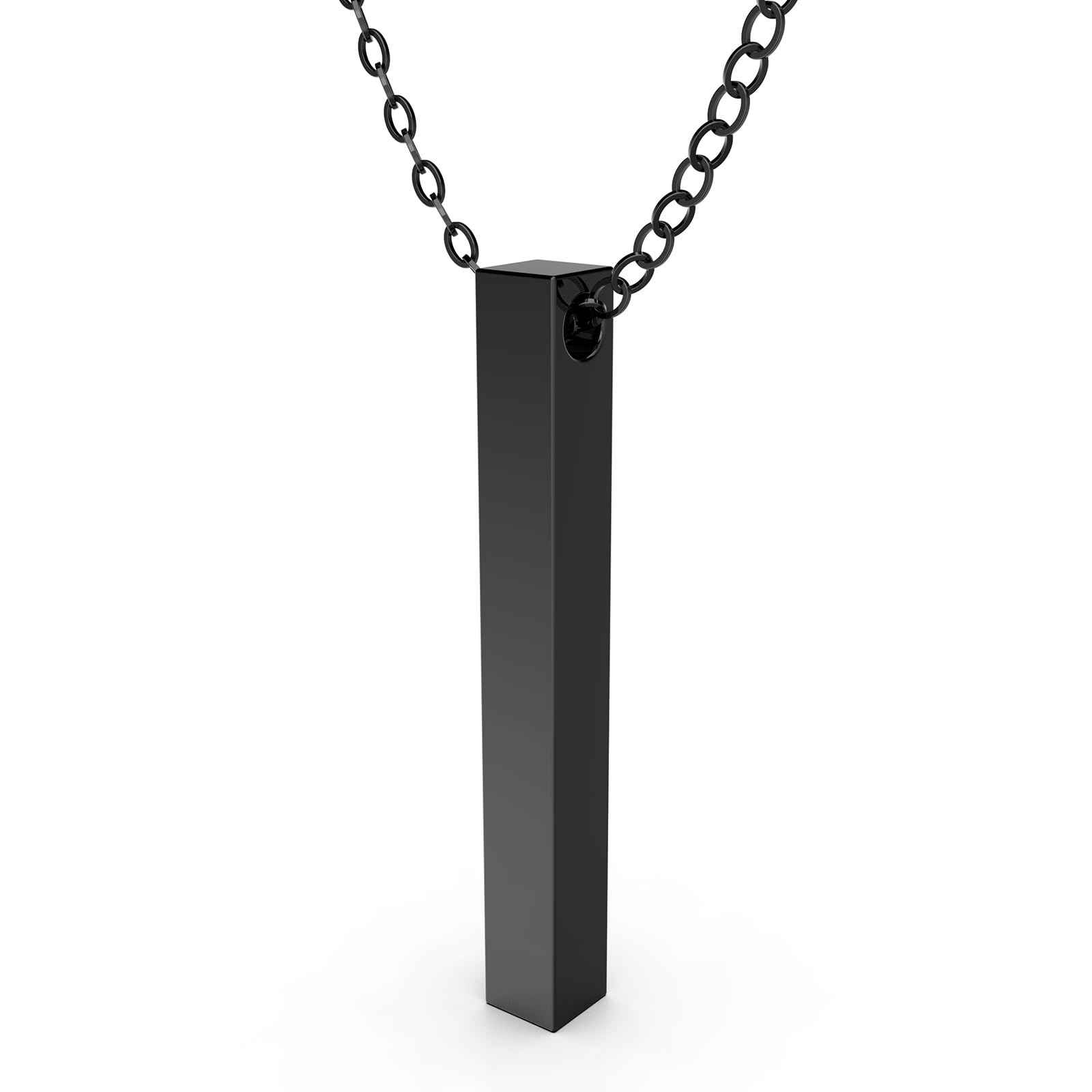 FUTPLOR Bar Pendant Necklace For Men Women Stainless Steel Mens Simple Vertical Necklaces Jewelry Gifts 22" Shining Cable Chain