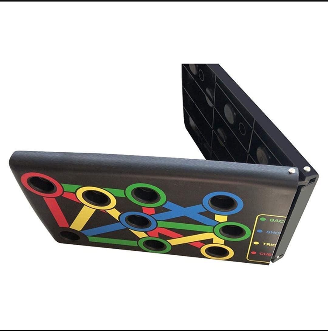 HETARMI ENTERPRISE Foldable Push Up Board - Colour Coded Workout - Body Building Stand - Gym Fitness Exercise for Women - Men (Black, ABS) (Foldable Push up Board (1Pcs)) 2