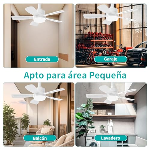 REYLAX Ventilador de Techo con Luz, 50cm E27 LED Lampara Ventilador 2000LM Regulable, 3 Temperaturas de Color, 6 Velocidades, Temporizador, Apto para Dormitorio, Cocina, 5 Aspas, Blanco - imagen 8