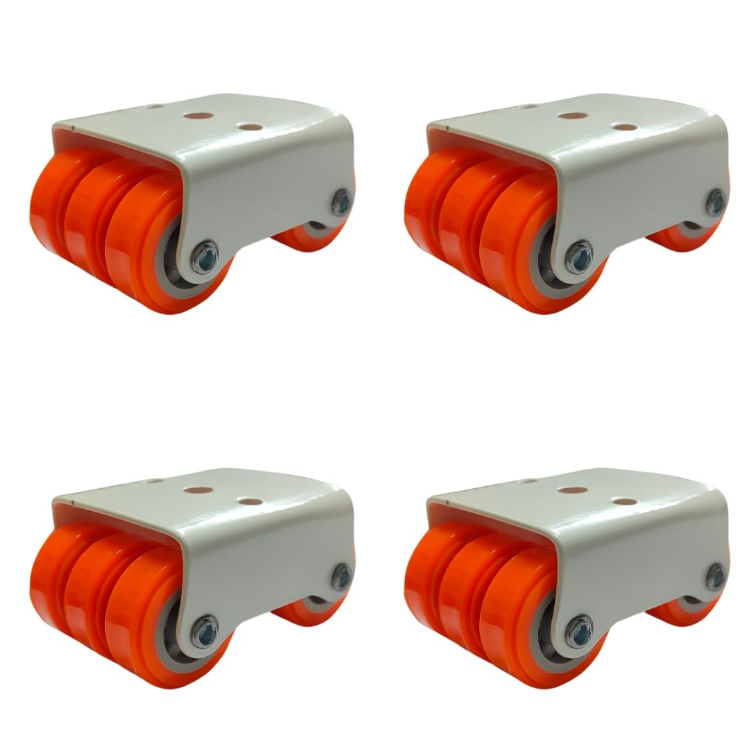 Shahn 4 x 6-Wheels Roller Moving Caster for Furniture Table Trolley/300 Kg Load Capacity, (4; Ivory and Red)-image-34