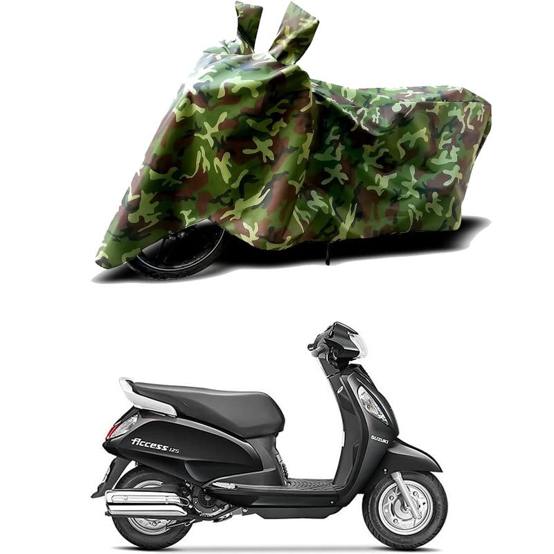 Image of 100% Water Resistant Bike Scooty Two Wheeler Body Cover Compatible For Suzuki Access 125 Disc /UV-Rays /Heat Protection /Birds Dropping /Scratchproof /Dust proof /Waterproof /All Varient[Green MJ]