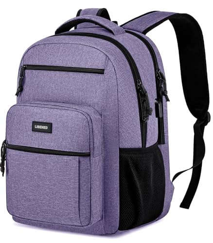 Image of Backpack for Women Men, School Backpack for Teens Girls and Boys, Lightweight and Sturdy Bookbag for College with USB Charging Port, Purple